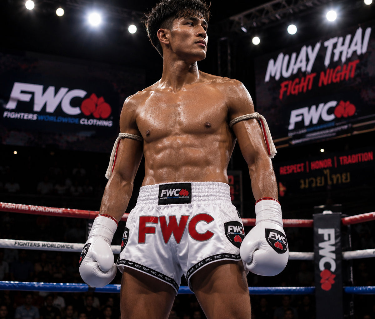 Elite White Mauy Thai Short