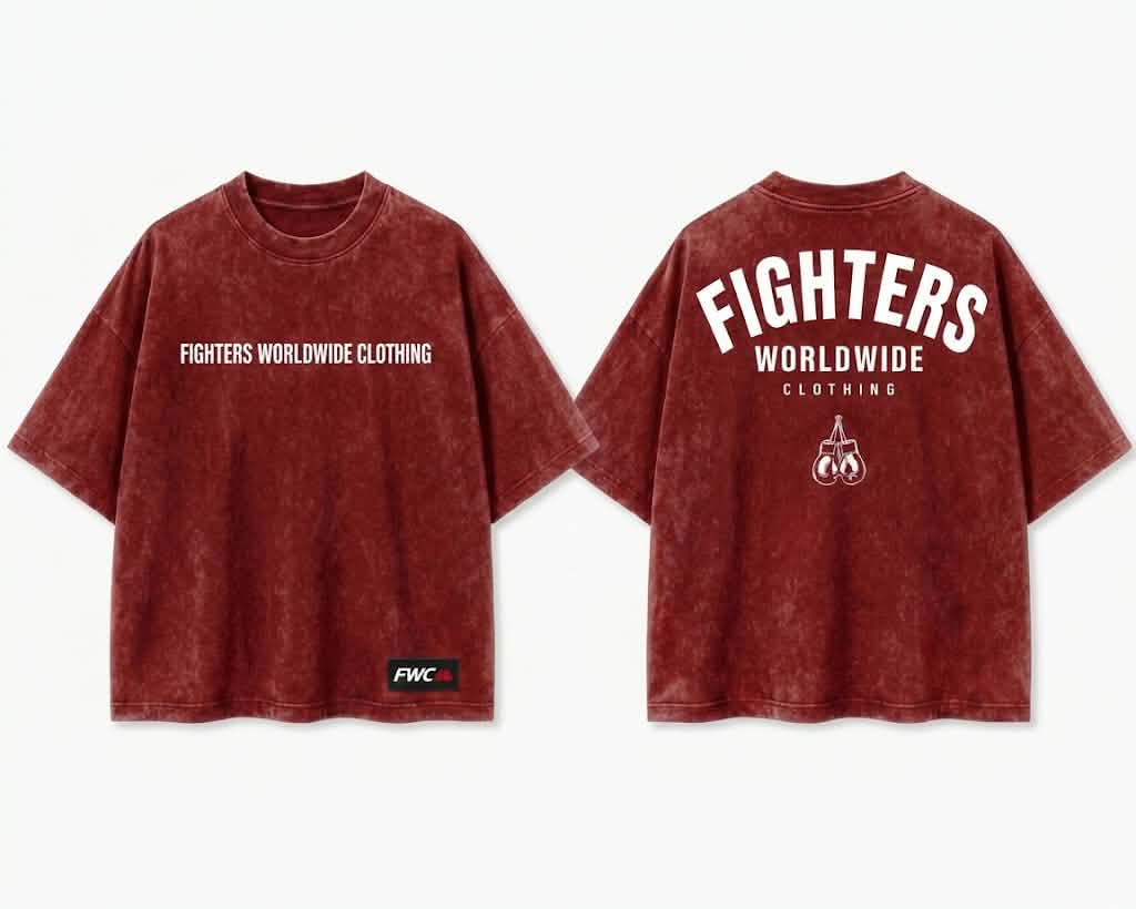 FWC Red Acid Wash Oversized Cotton Tee